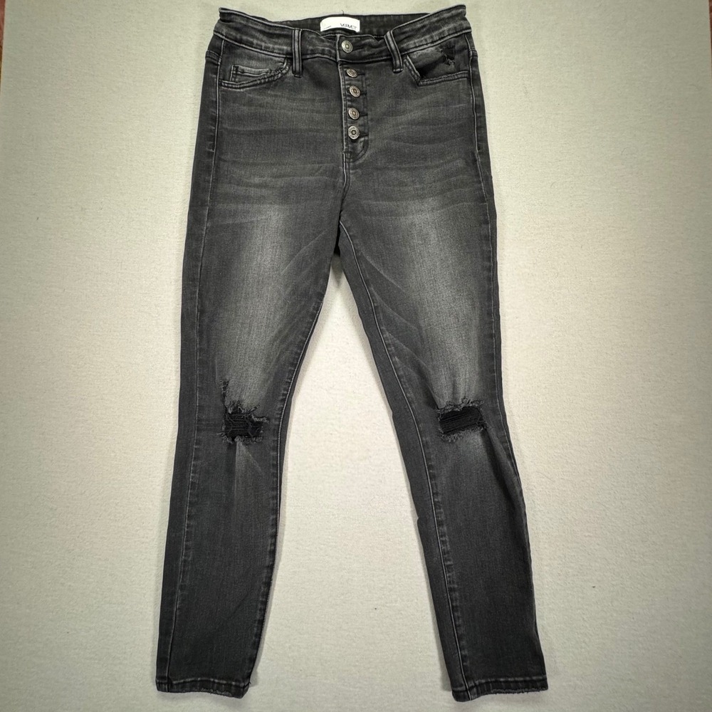 Vervet‎ Women Jeans High Rise Skinny Black Distressed Button Fly 30